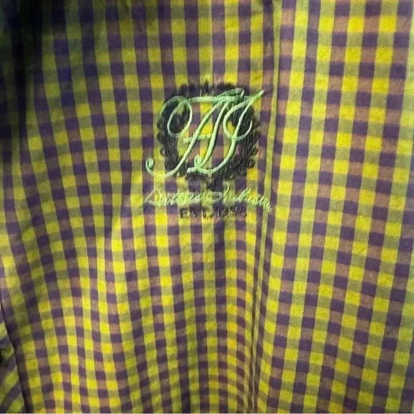 Artisti Industrie Italy Checkered Long Sleeve Button Up Green & Navy Cotton Sz L - Picture 2 of 11